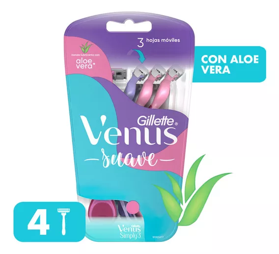 Máquina De Afeitar Gillette Venus Suave Desechable X 4 Un