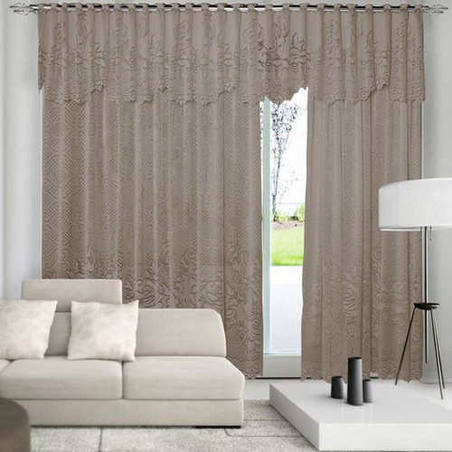 Cortina Renda Roseiral Sala Desert 3,00x1,80 C/ Bando