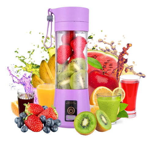 Mini Liquidificador Portátil Shake Suco+cabo Usb 110v/220v Cor Lilás