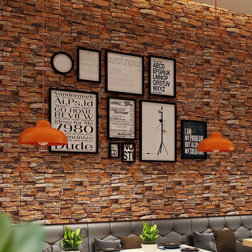 Imagen 4 de 7 de 3d Pegatina Pared Patron Ladrillo Espuma Papel Tapiz 35*30cm