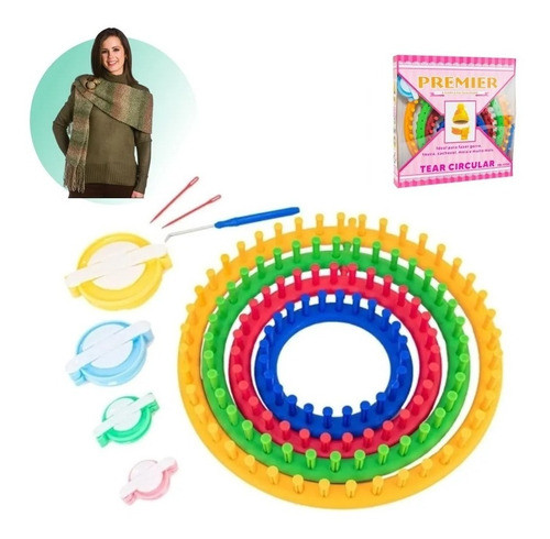 Kit Telar Circular X4 Tamaños + Kit Para Hacer Pompom