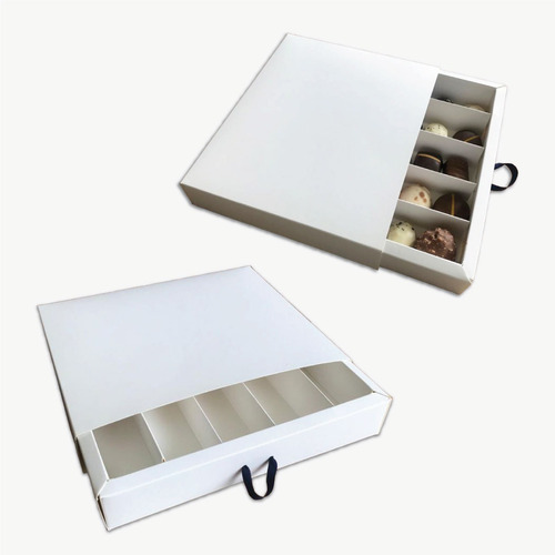 Caja Para Bombones Fosforera Divisor 20/25 U Blanca Pack X50