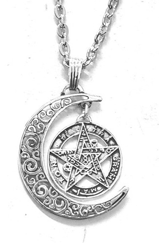 Dije Tetragramaton En Luna Wicca Creciente En Plata Art 13 