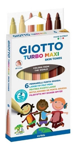 Marcador Giotto Turbo Maxi X6 Skin Tones Gruesos Color Piel 