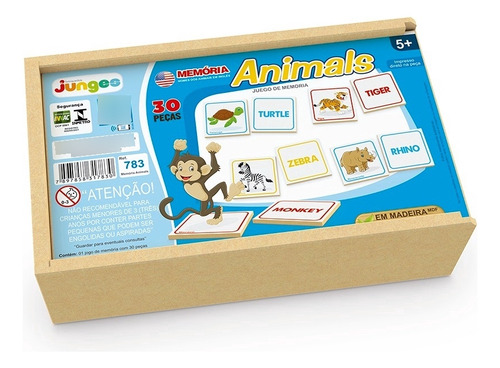 Jogo De Memória Animais Em Inglês Educativo Com Estojo