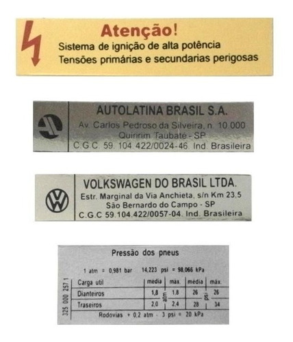 Volksvagem Fusca Itamar Kit Adesivos C/ Informações Técnicas