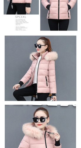 Abrigo De Algodón De Invierno Para Mujer, Cuello De Piel Rec