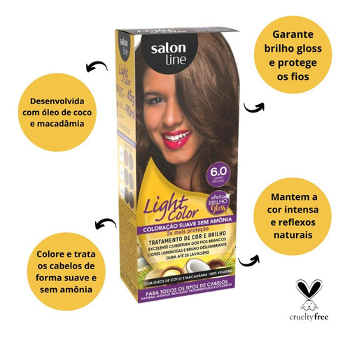 Coloração Suave Salon Line Light Color 6.0 Louro Escuro