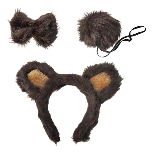 Conjunto De Diadema Con Orejas Y Cola De Animales, Lindo Oso