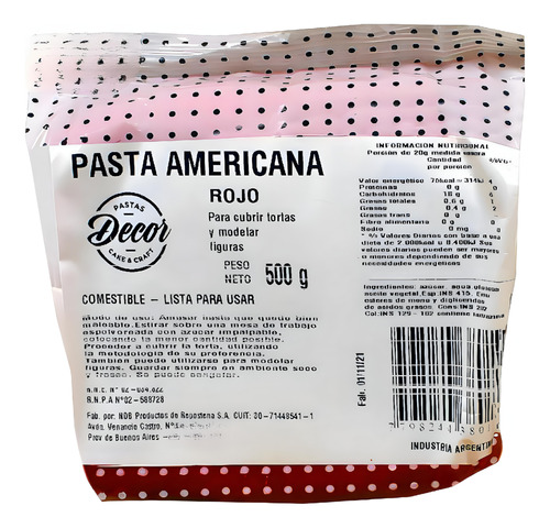 Pasta De Goma Decor Cake Roja X500g - Cotillón Waf