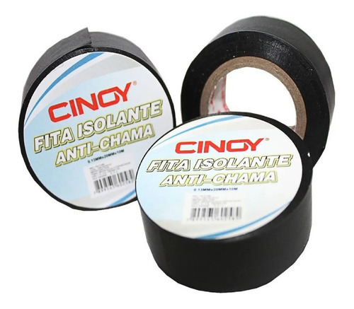 Kit Com 10 Fita Isolante Cinoy 10mtx20mm Preta Anti-chama