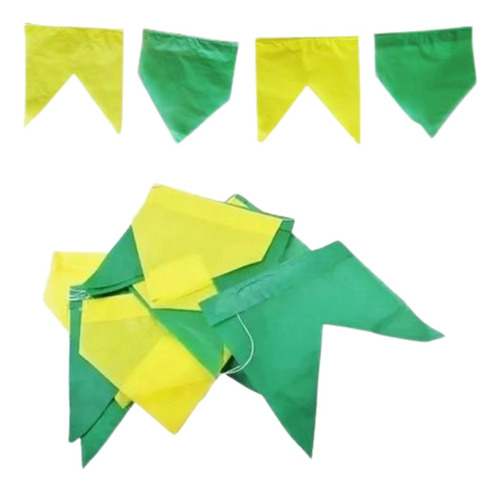 Bandeirinha De Festa Junina De Plástico 10m Verde E Amarela