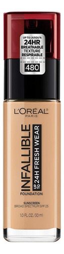 Base de maquillaje L'Oréal Paris Infallible tono 480 radiant sand - 30mL