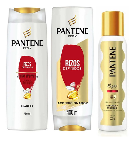 Pantene Rizos Definido 400ml Shampoo + Acondicionad + Espuma