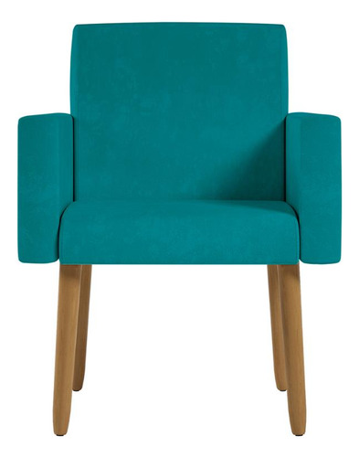 Kit 2 Cadeiras Recepção Poltrona Decorativa Escritório Cor Azul-turquesa