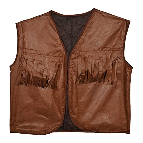 Beistle S60260az1 Brown Beistle Chaleco Vaquero Con Flecos De Piel Sintética Marrón, Accesorio Para Disfraz De Halloween One Size