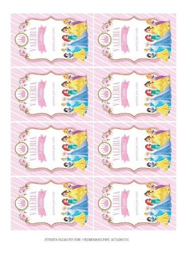 Kit Imprimible Princesas Disney Rosa Glitter Decoración W3