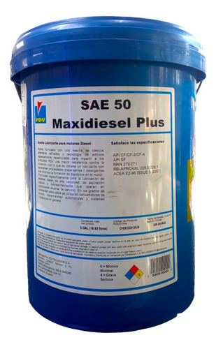 Aceite Para Motor Diesel Pdv Maxidiexel Plus Sae 50 Cf-4 Sf