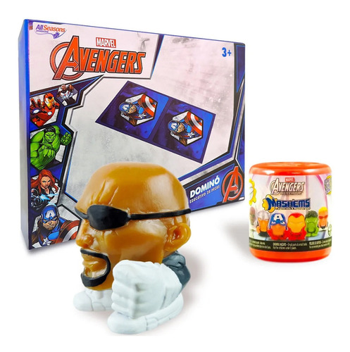 Boneco Mashems Nick Fury Vingadores + Dominó Cartonado