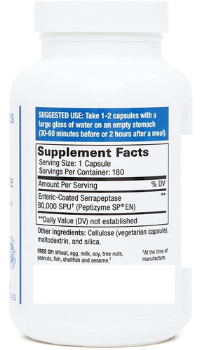 Imagen 2 de 4 de Serra-rx 80.000 Su Serrapeptase 180 Cápsulas Vegetales