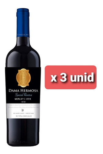 3 Vinos Merlot Dama Hermosa  Special Reserve 2018 
