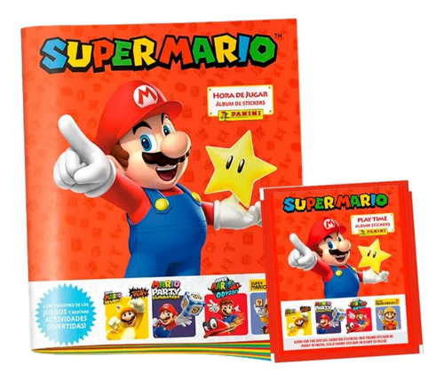 Álbum Super Mario 2025 + 10 Sobres. Original Panini.