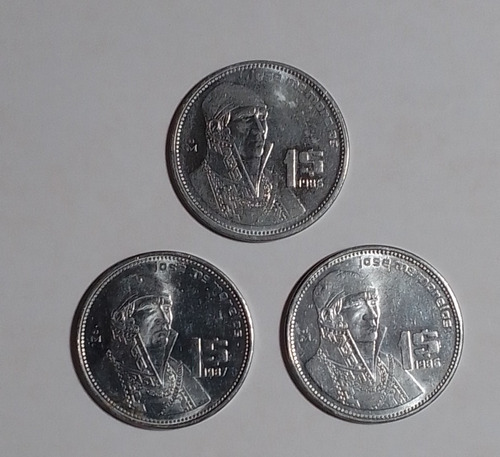 3 Monedas 1 Peso José María Morelos Y Pavón 1985 1986 1987