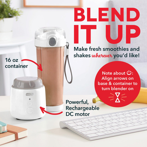 Licuadora Portátil Dash Licuadora Usb Portátil 480 Ml - Blan