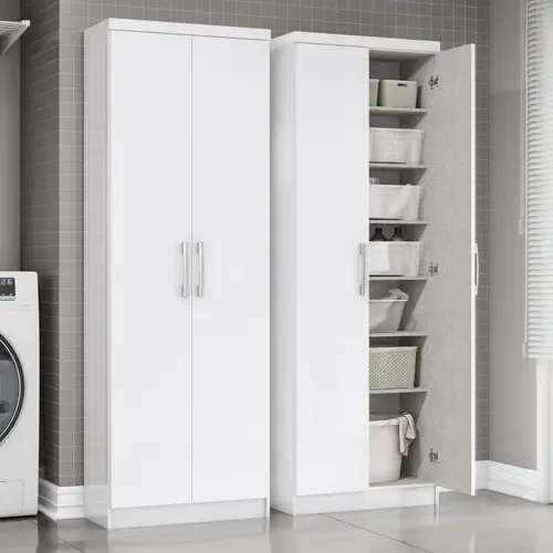 Armário  Multiuso 2 Portas 6 Prateleiras Branco - Henn