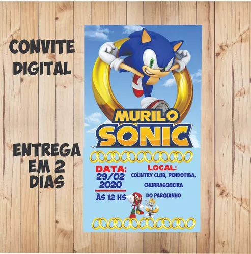 Convite Digital Sonic  Parcelamento sem juros