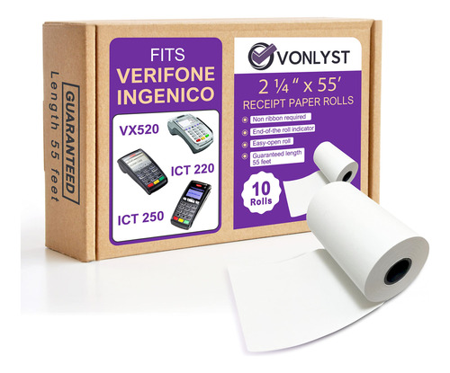 Vonlyst Rollo De Papel Trmico De 2 1/4 X 55 Pulgadas Para Ve