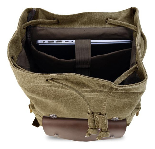 Mochila de tela Canvas con tapa gran capacidad Lincolns AILAMA color verde