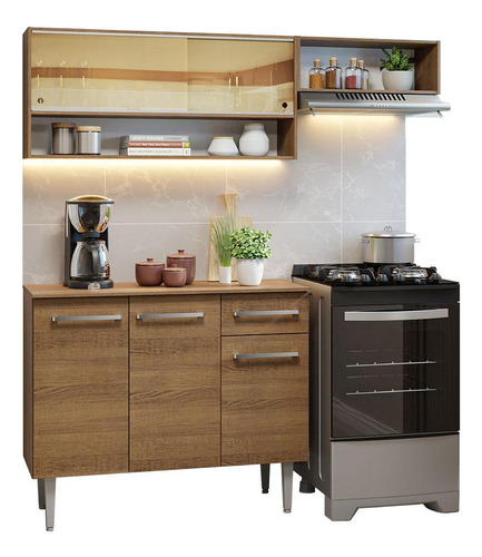 Mueble Cocina Compacta 165cm S/ Mesón Acero Emilly Madesa 02