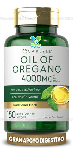 Aceite De Orégano 4000mg Potencia Máxima 150 Cápsulas Sabor Sin sabor