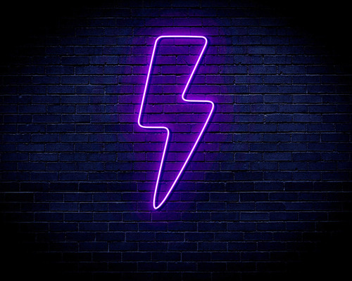 Lightning Bolt Estandar Flex Silicona Led Neon Signo Purpura