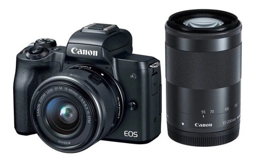 Imagen 3 de 7 de Canon EOS Kit M50 Mark II + lente 15-45mm 3.5-6.3 IS STM + lente 55-200mm sin espejo color negro