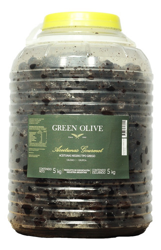 Aceitunas Negras Nat. Griegas Green Olive X 5 Kg. Garrafa