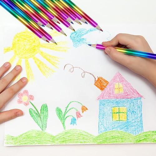 Lápices De Colores Arcoíris Multicolor Con Sacapuntas, A Gra