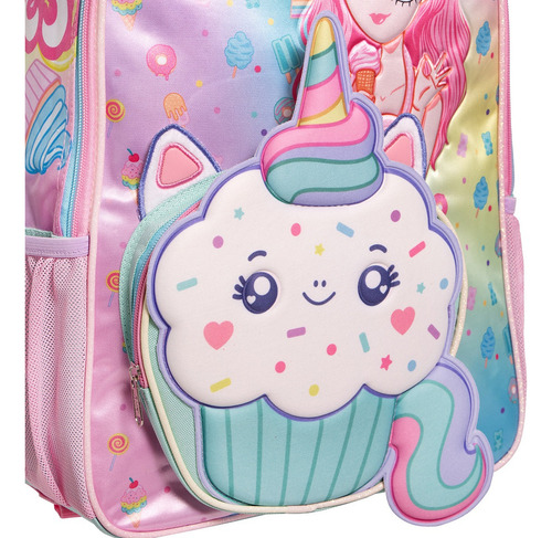Mochila Mis Pastelitos Marca Ruz Tamaño Primaria Rosa Lisa