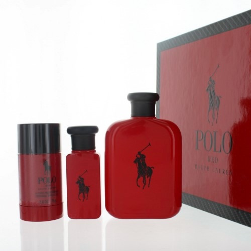 Polo Rojo Hombres De 3 Piezas Set De Regalo 4.2 Oz Eau De