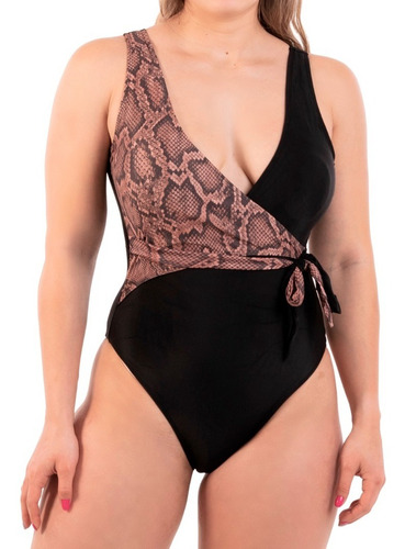 Imagen 3 de 5 de Traje De Baño Cruzado Snake Negro