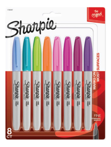 Marcador Permanente Sharpie Punta Fina Fashion Blister X8