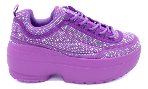 Tenis Mujer Plataforma Brillos Kate Sky Purple | Hanna Mex