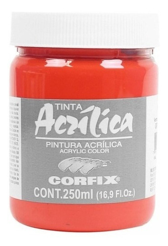 Tinta Acrílica Corfix 250ml Vermelho Cádmio Claro 128 G1 Cor Vermelho Cad. Claro