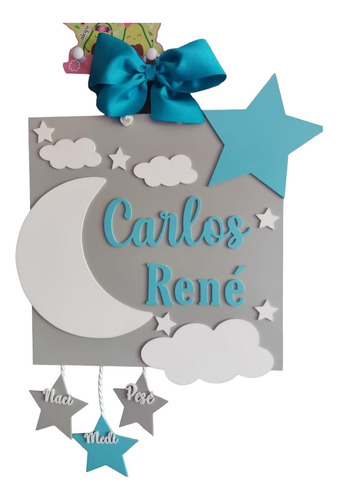 Letrero Bienvenida Para Bebe | Luna Y Estrella | Decoración 