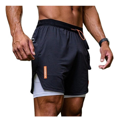 Bermudas De Fitness 2 En 1 Para Hombre