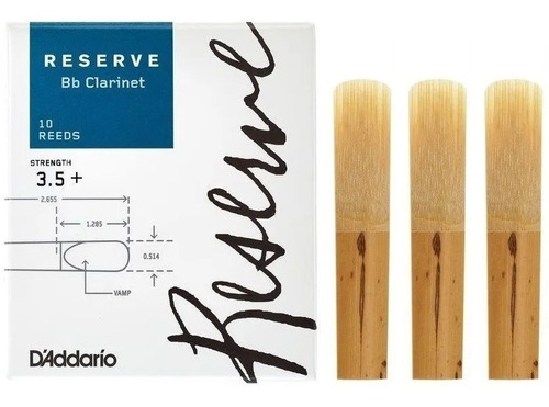 Kit 3 Palhetas D'addario Reserve Clarinete Tradicional 3,5+