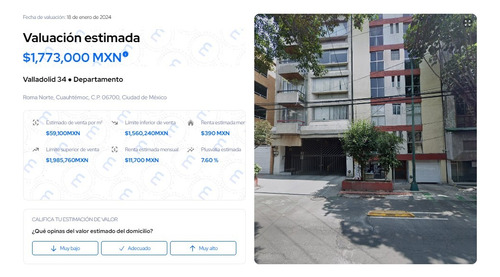 Departamento En Venta Roma Norte, Cdmx Rs*