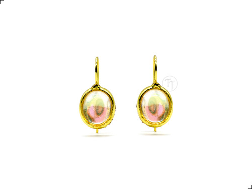 Aretes Opalo Creado Gold Filled 14k Oval By Thi Tur®