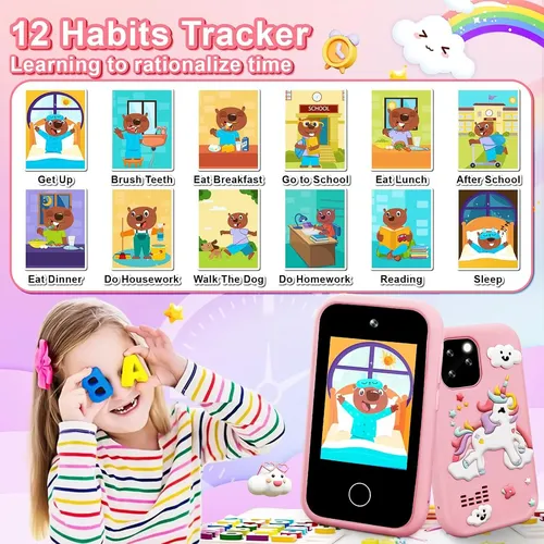 Teléfono Plegable De Juguete Con Dibujo Recargable | Juego De Roles Para Preescolares | Portátil Y Con Efectos De Sonido